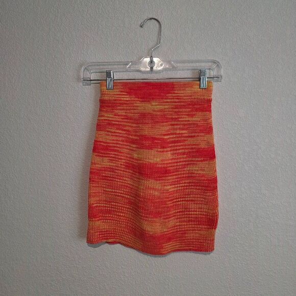 PRINCESS POLLY XX Orange/Yellow Day-Glow Bright Knit Skirt Sz XS/S - Picture 1 of 3